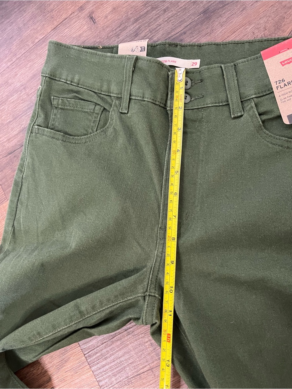 Levi's 726 Western Flare Olive Green Women’s Jeans - 32” Inseam - Picture 8 of 13